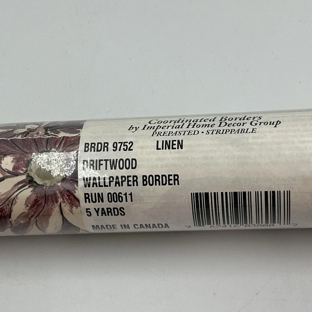 Wallpaper Border Driftwood Linen Sears 5 Yards Each New Floral Cottage Core